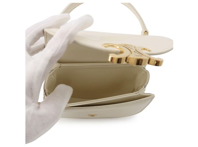 Céline Borsa Celine Mini Buzas in pelle lucida Bianco - vista 6