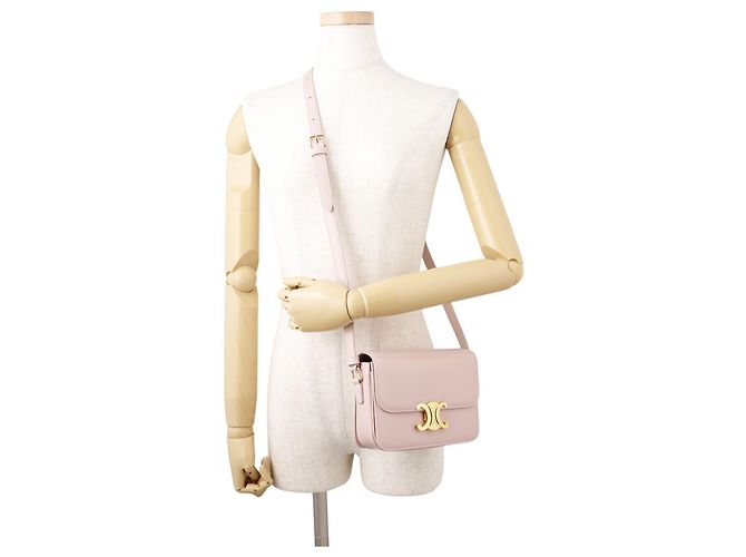 Céline Borsa a tracolla Celine Teen Triomphe in pelle Rosa - vista 4