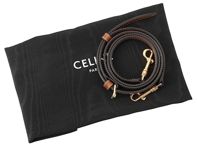 Céline Borsa Celine Triomphe Small Boston in pelle Cammello - vista 15