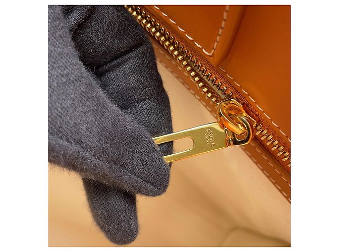Cabas Céline Celine Vertikaler Canvas Tote Bag Beige Kamel - Ansicht 7