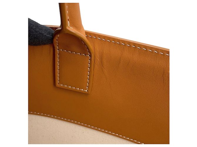 Cabas Céline Celine Vertikaler Canvas Tote Bag Beige Kamel - Ansicht 8