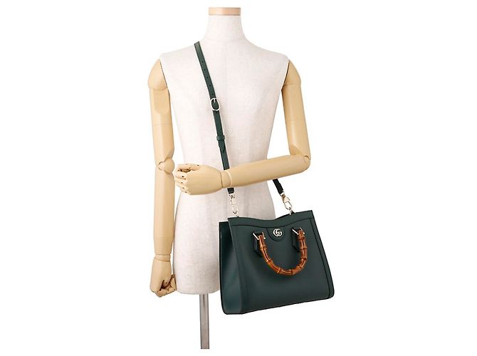 Borsa Tote Gucci Diana Bamboo Medium Verde - vista 4