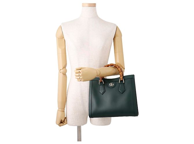 Borsa Tote Gucci Diana Bamboo Medium Verde - vista 5