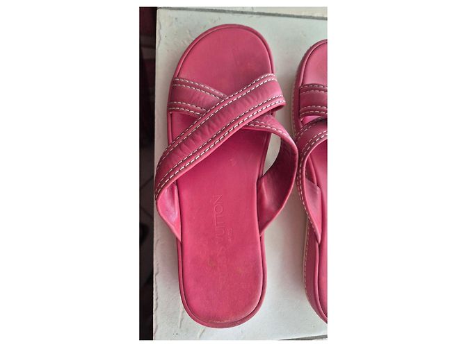 Sandali piatti Louis Vuitton in pelle rossa Rosso - vista 3