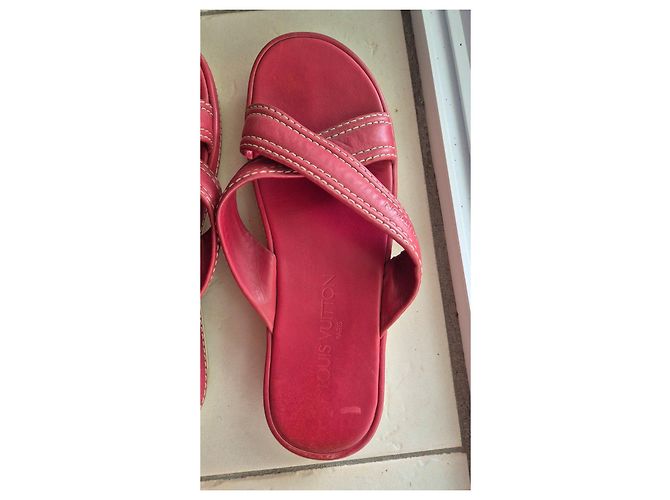 Sandali piatti Louis Vuitton in pelle rossa Rosso - vista 4