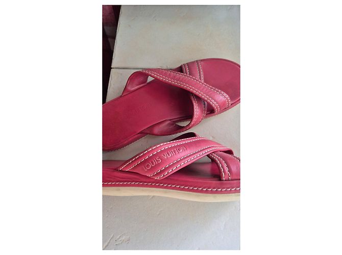 Sandali piatti Louis Vuitton in pelle rossa Rosso - vista 6