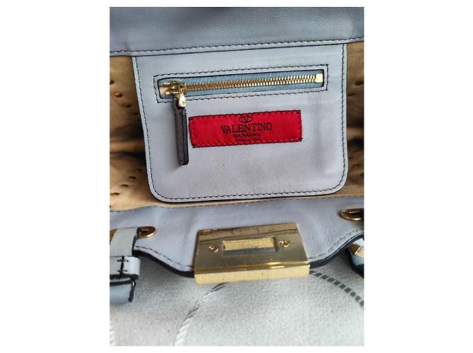 Valentino Garavani Rockstud Small Trapeze Borsa Tote Pelle Grigia - vista 10