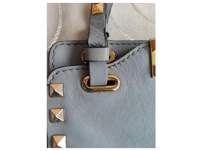 Valentino Garavani Rockstud Small Trapeze Borsa Tote Pelle Grigia - vista 5