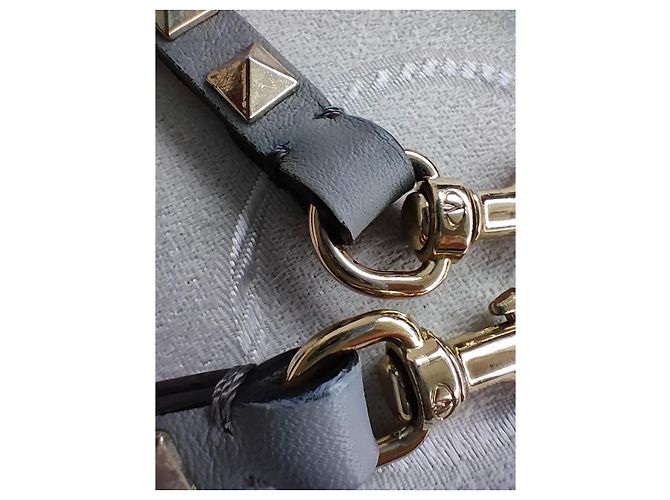 Valentino Garavani Rockstud Small Trapeze Borsa Tote Pelle Grigia - vista 6