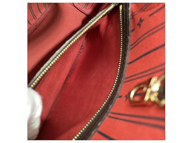 Borsa Tote Louis Vuitton Neverfull PM - Damier Ebene Marrone Fuschia - vista 10