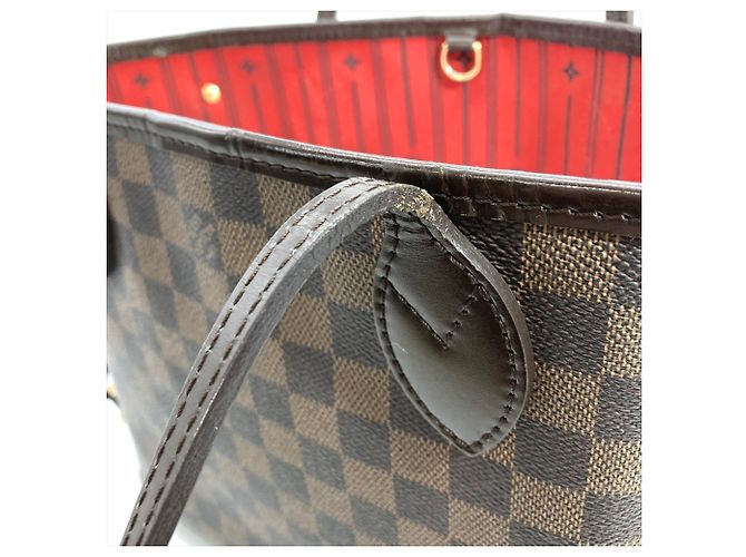 Borsa Tote Louis Vuitton Neverfull PM - Damier Ebene Marrone Fuschia - vista 8