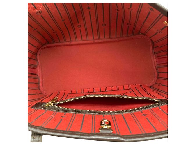 Borsa Tote Louis Vuitton Neverfull PM - Damier Ebene Marrone Fuschia - vista 9