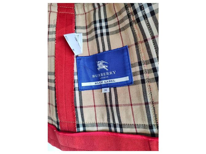 Burberry Blue Label Chaqueta Cruzada de Algodón Rojo Roja - vista 10