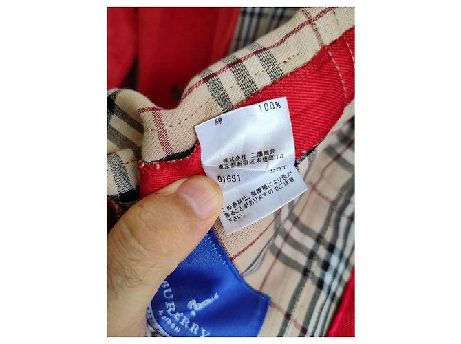 Burberry Blue Label Chaqueta Cruzada de Algodón Rojo Roja - vista 12