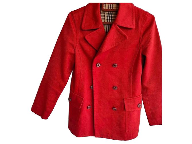 Burberry Blue Label Chaqueta Cruzada de Algodón Rojo Roja - vista 2