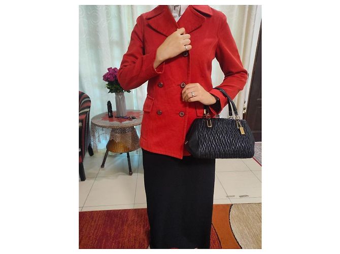 Burberry Blue Label Chaqueta Cruzada de Algodón Rojo Roja - vista 3