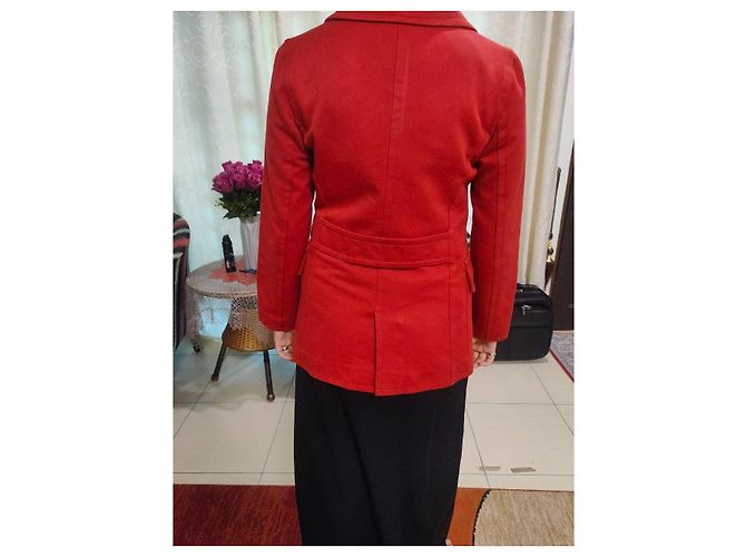Burberry Blue Label Chaqueta Cruzada de Algodón Rojo Roja - vista 4