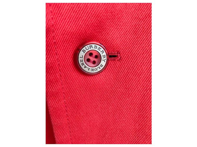 Burberry Blue Label Chaqueta Cruzada de Algodón Rojo Roja - vista 5