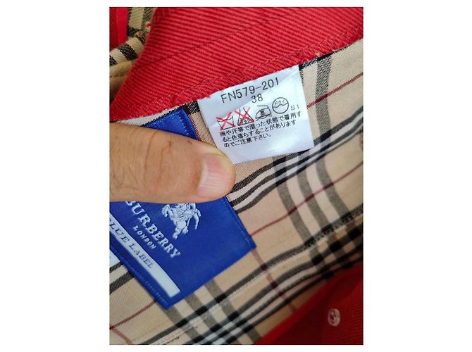 Burberry Blue Label Chaqueta Cruzada de Algodón Rojo Roja - vista 9