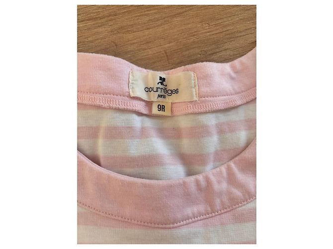 Courreges T-shirt a righe Courrèges rosa e bianca Bianco - vista 4