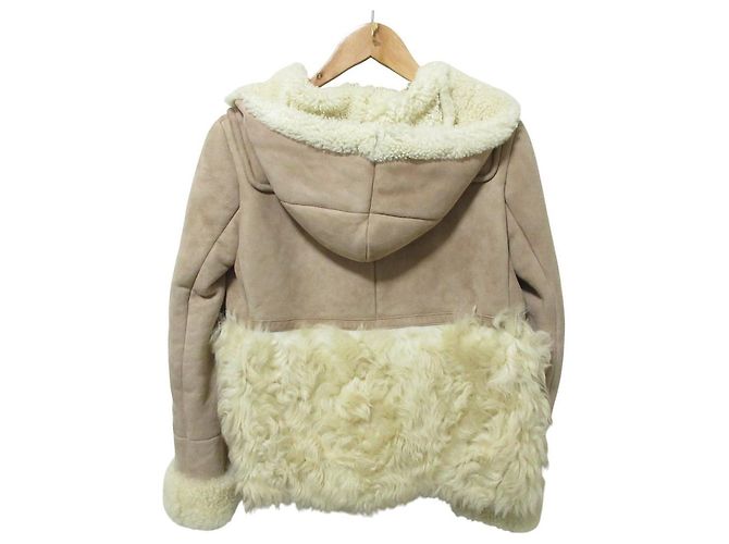 Chaqueta con capucha de shearling Miu Miu Beige - vista 2