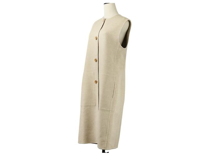 Chaleco largo de cachemira Hermès 3H0191DB Beige - vista 2