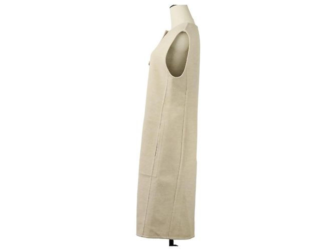 Chaleco largo de cachemira Hermès 3H0191DB Beige - vista 3