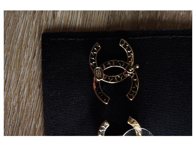 Orecchini Chanel CC Logo Strass Dorati D'oro - vista 6