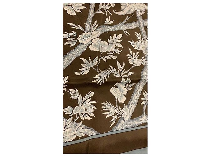 Carré Hermès La Vieille Chine in seta Cachi Blu chiaro - vista 5
