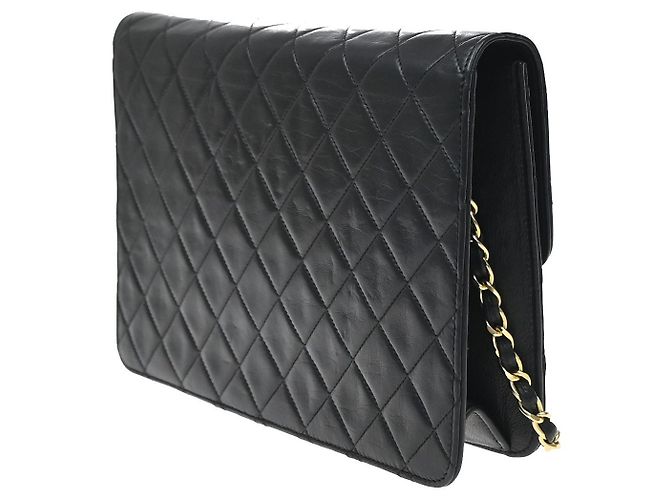 Clutch Chanel Vintage con Catena in Pelle Trapuntata Medium Nero - vista 4