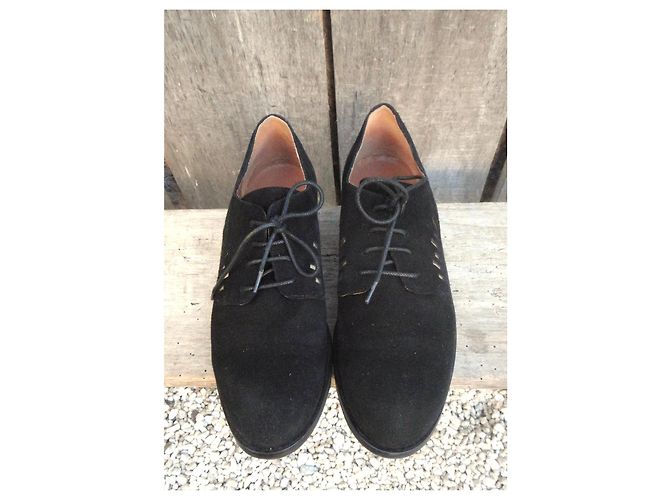 Mellow Yellow Derby in scamosciato nero con dettagli oro - vista 5