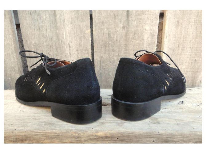 Mellow Yellow Derby in scamosciato nero con dettagli oro - vista 6