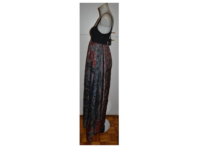 Autre Marque Vestido Maxi de Seda Twinset Negro Blanco Roja Azul Multicolor - vista 4
