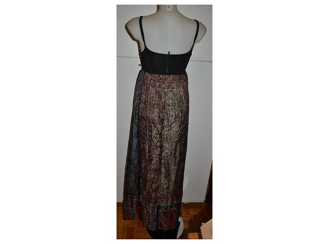Autre Marque Vestido Maxi de Seda Twinset Negro Blanco Roja Azul Multicolor - vista 5
