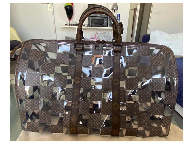 Louis Vuitton Keepall 50 Bicolor Monogram Chess Castaño Monograma - vista 2