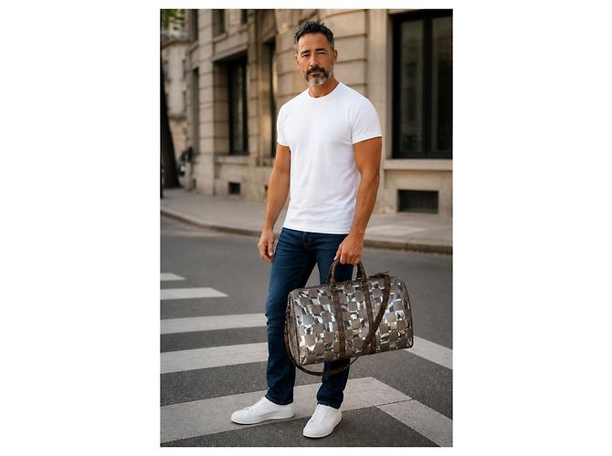 Louis Vuitton Keepall 50 Bicolor Monogram Chess Castaño Monograma - vista 7