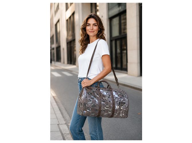 Louis Vuitton Keepall 50 Bicolor Monogram Chess Castaño Monograma - vista 8