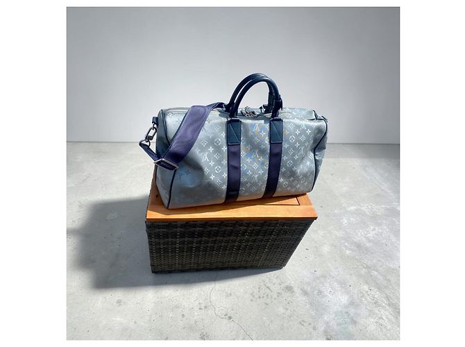 Louis Vuitton Keepall 50 Monogram Galaxy in tela Blu Grigio Monogramma - vista 2