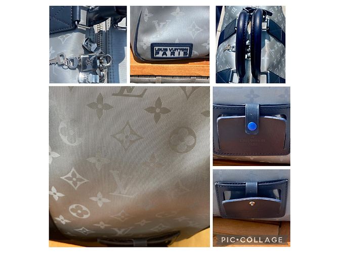 Louis Vuitton Keepall 50 Monogram Galaxy in tela Blu Grigio Monogramma - vista 5