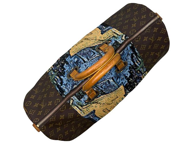 Louis Vuitton Keepall 50 Custom Van Gogh 'Terrazza del Caffè la Sera' Marrone Multicolore Beige - vista 5