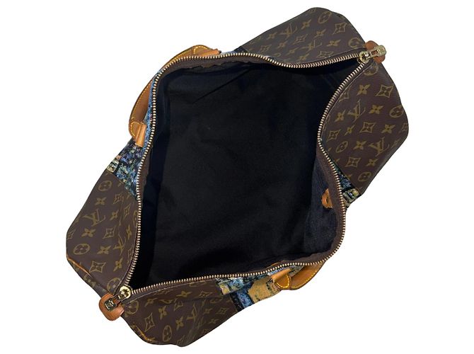 Louis Vuitton Keepall 50 Custom Van Gogh 'Terrazza del Caffè la Sera' Marrone Multicolore Beige - vista 7