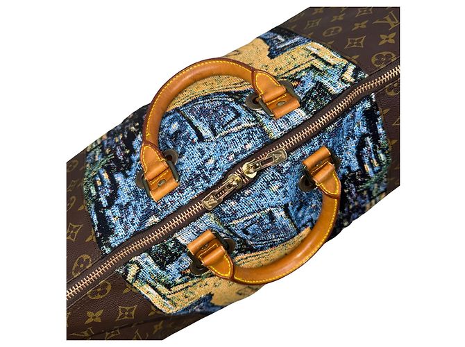 Louis Vuitton Keepall 50 Custom Van Gogh 'Terrazza del Caffè la Sera' Marrone Multicolore Beige - vista 8