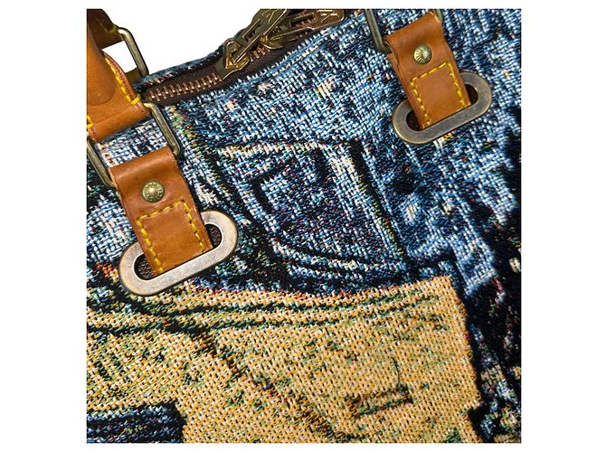 Louis Vuitton Keepall 50 Custom Van Gogh 'Terrazza del Caffè la Sera' Marrone Multicolore Beige - vista 9