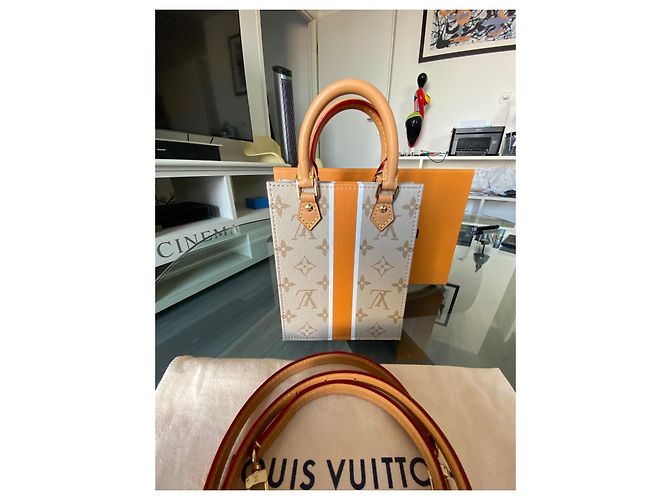Louis Vuitton Monogram Orange Blanc Flat Bag PM Blanco Beige Naranja - vista 2
