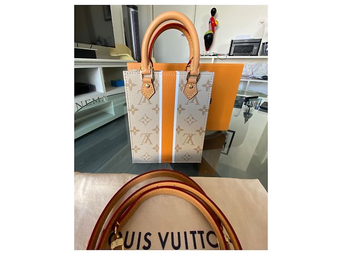 Louis Vuitton Monogram Orange Blanc Flat Bag PM Blanco Beige Naranja - vista 3