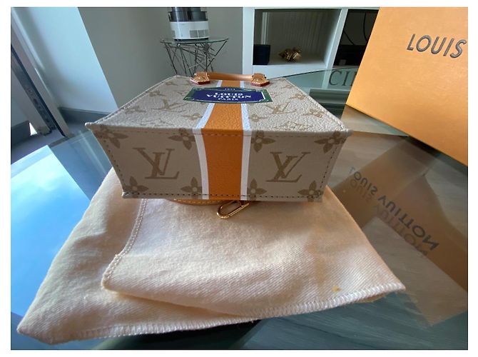 Louis Vuitton Monogram Orange Blanc Flat Bag PM Blanco Beige Naranja - vista 6