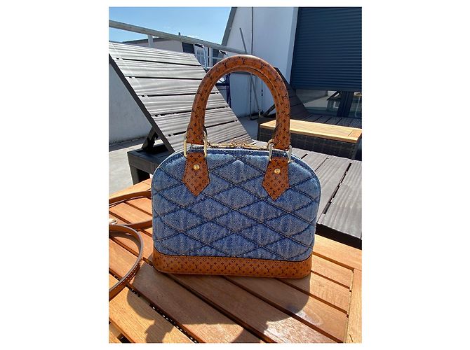 Louis Vuitton Alma BB in Denim Monogram Marrone Blu - vista 4