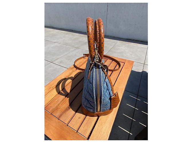 Louis Vuitton Alma BB in Denim Monogram Marrone Blu - vista 5