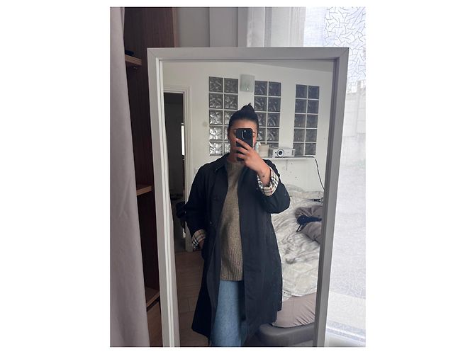 Impermeable Burberry Negro Forro Nova Check - vista 13