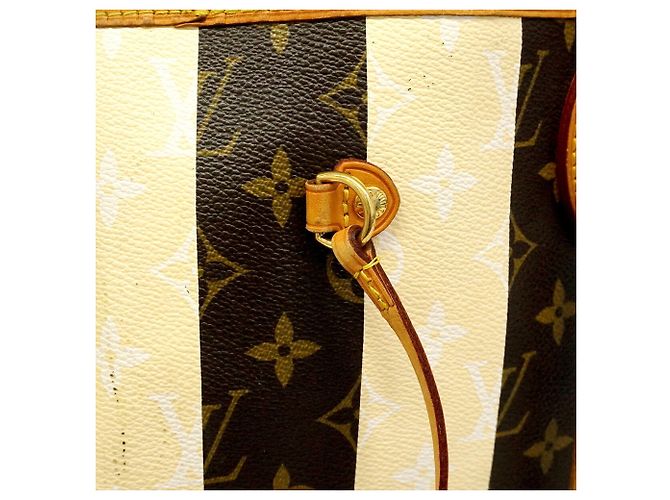 Borsa Tote Louis Vuitton Monogram Rayures Neverfull MM Marrone - vista 10